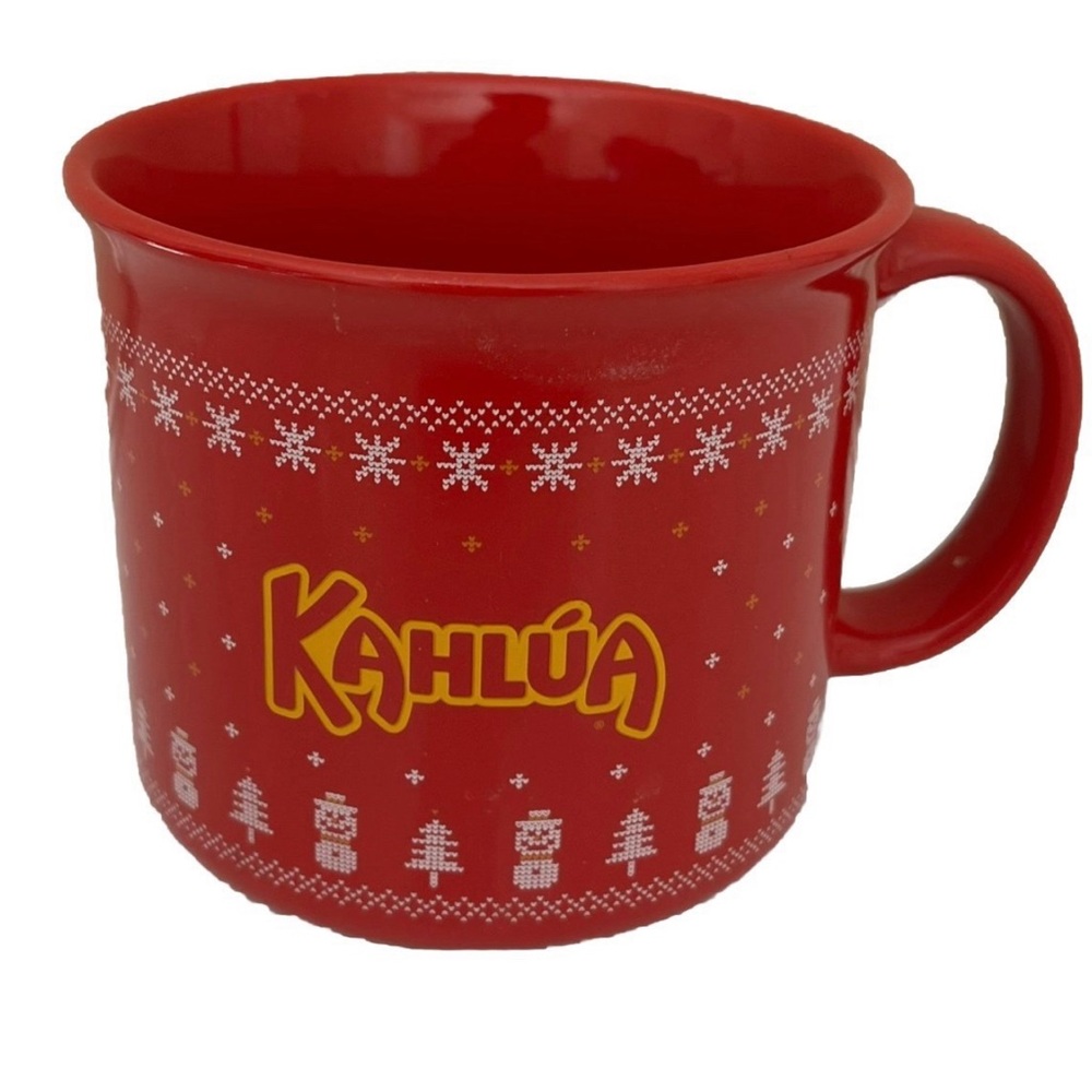 New 2024 Kahlua Mug Christmas Holiday Red Snowmen Xmas Trees Snowflakes 16 Oz